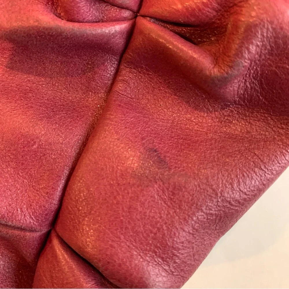 ELLIOTT LUCCA Magenta Leather Hobo Shoulder Bag Purse